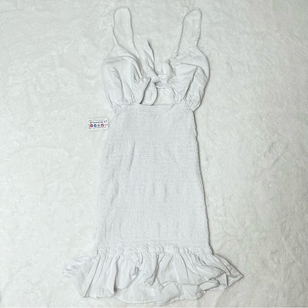 White Sleeveless Ruffle Dress